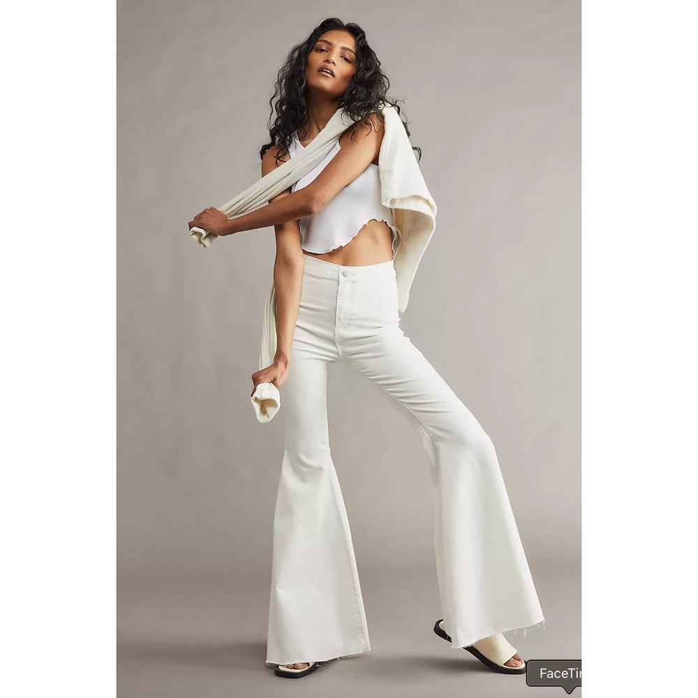 We the Free Just Float On Flare Jeans Size 26 Winter White Hippie 70s Festival